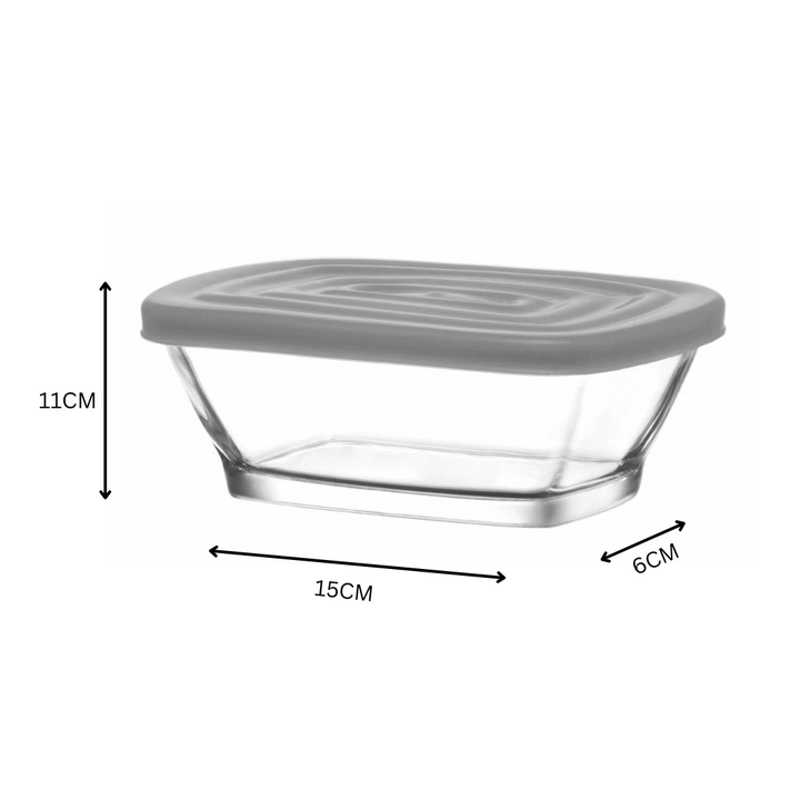 LAV Glass Storage Jar With Grey Lid Rectangle 375ml SGN2374