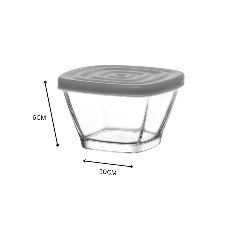 LAV Glass Storage Container With Grey Lid Square 315ml SGN2375