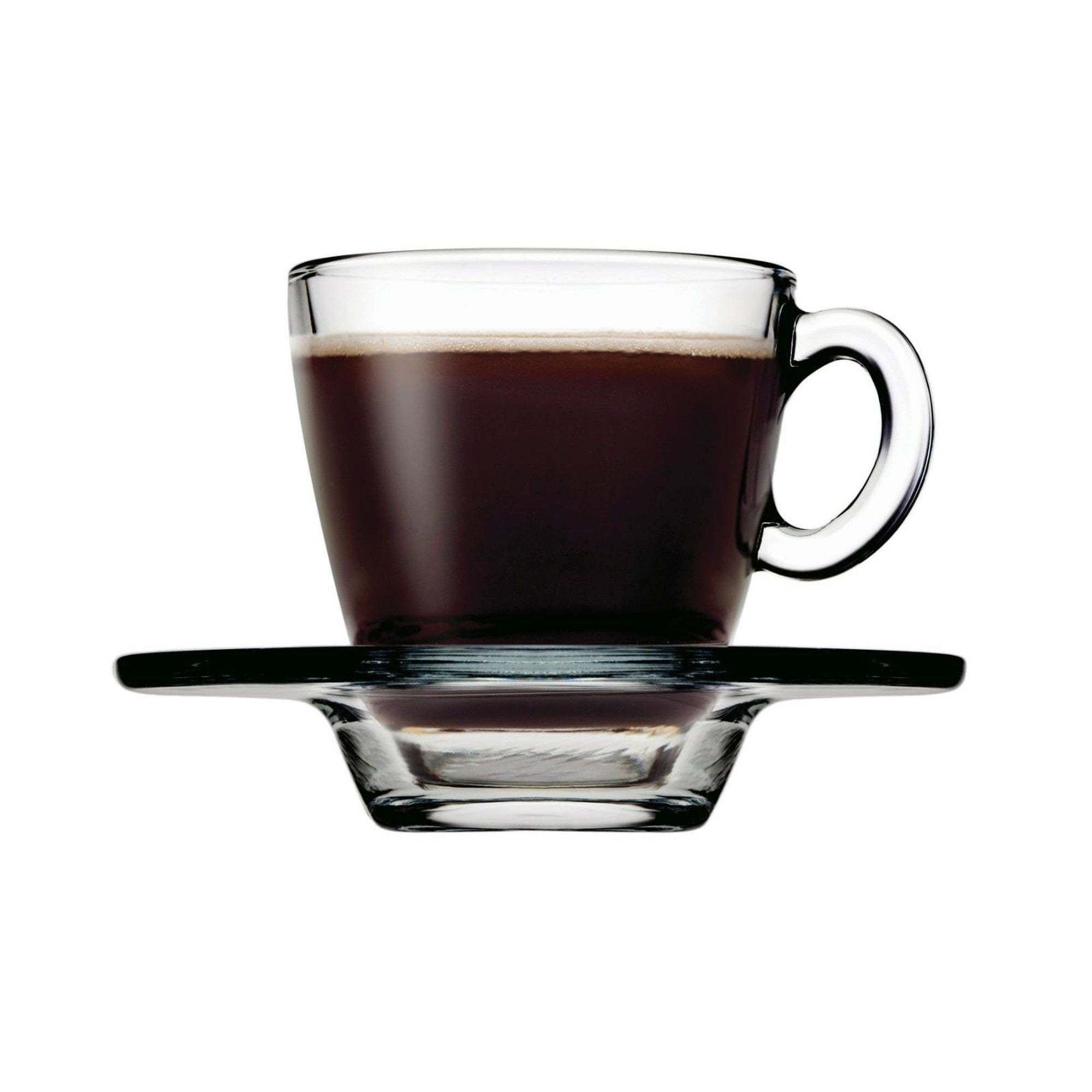 Pasabahce 72ml Espresso Glass Coffee Cup & Saucer 6pc Set
