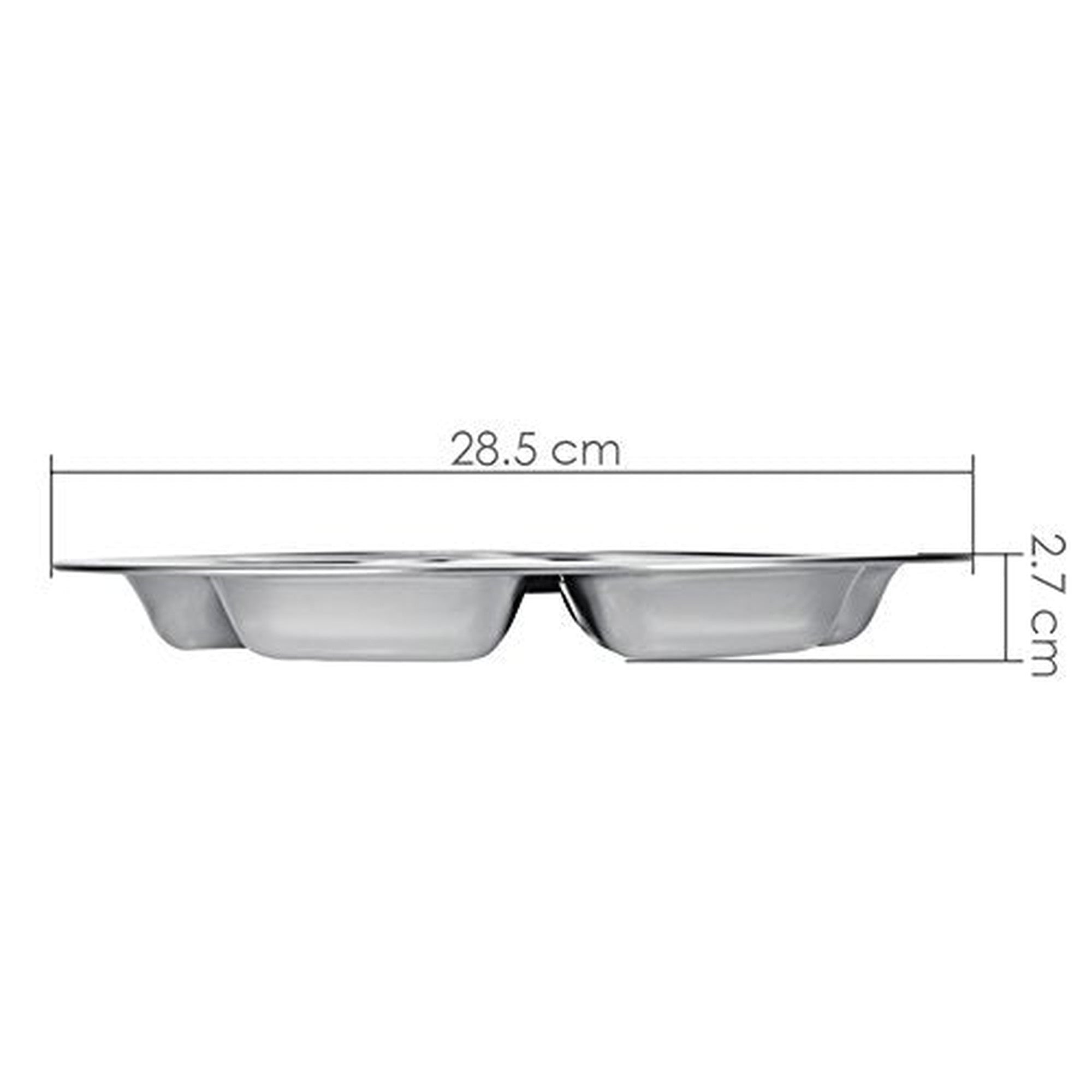 Canteen Lunch Tray Stainless Steel 5-Division Round - Cafeteria Feeding Plate