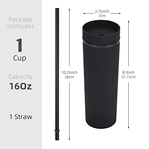 473ml Skinny Drinking Tumbler Acrylic Reusable with Lid and Straw