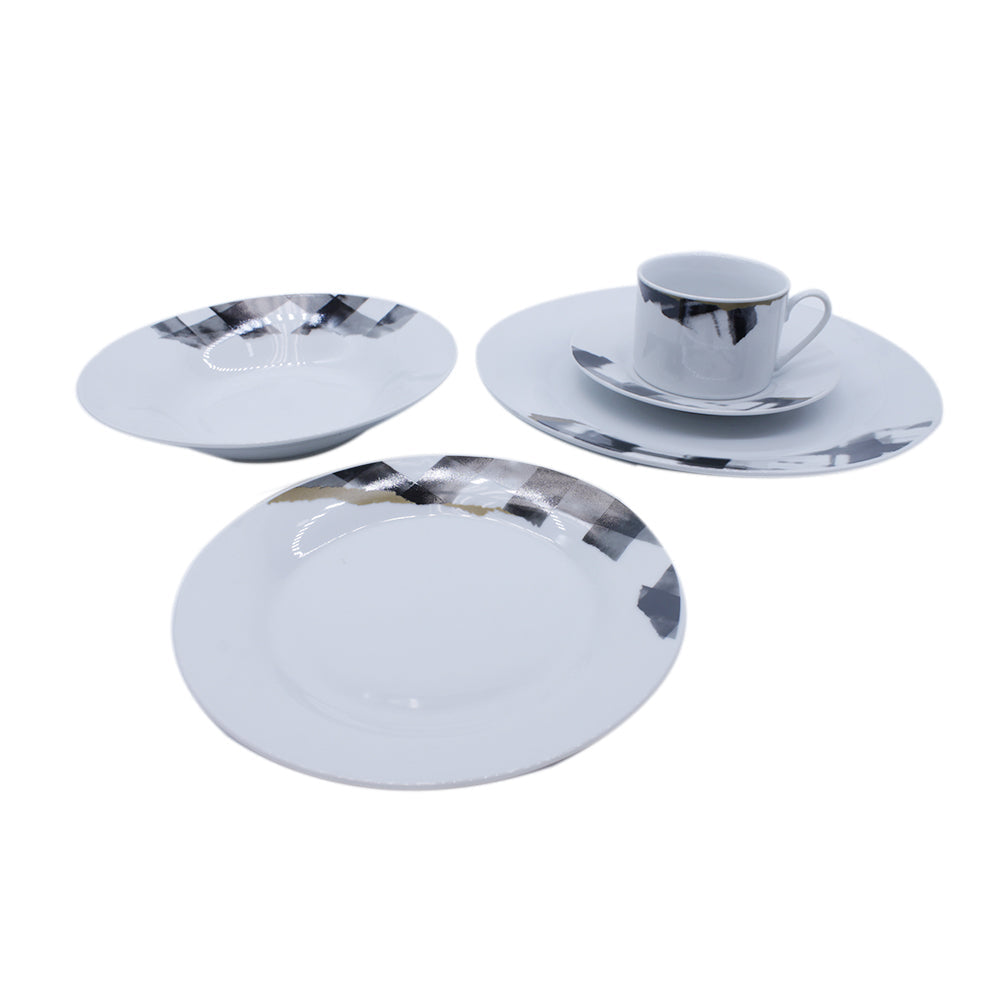 Ceramic Dinner Set 20pc Tartan Art Round SGN1947