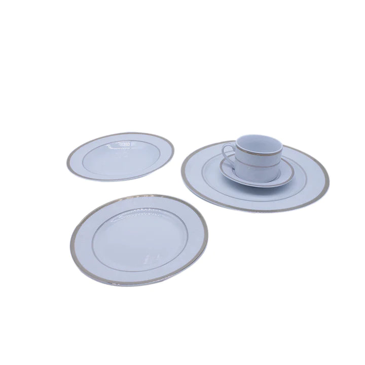 Porcelain Dinner Set 47pc White with Gold Trim Print SGN1424