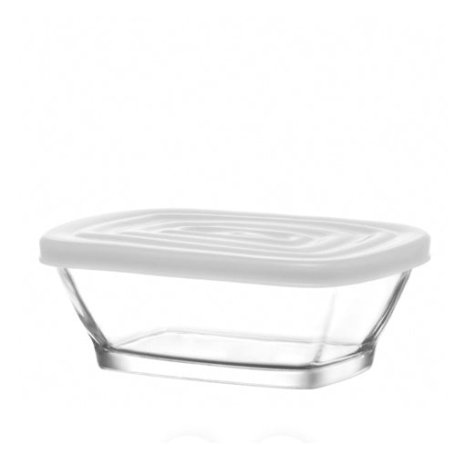 LAV Glass Storage Container with White Lid Rectangle 375ml SGN1367