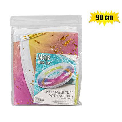 Inflatble Round Tube Rainbow Sequins 90cm