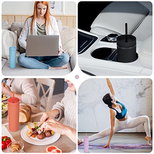 473ml Skinny Drinking Tumbler Acrylic Reusable with Lid and Straw