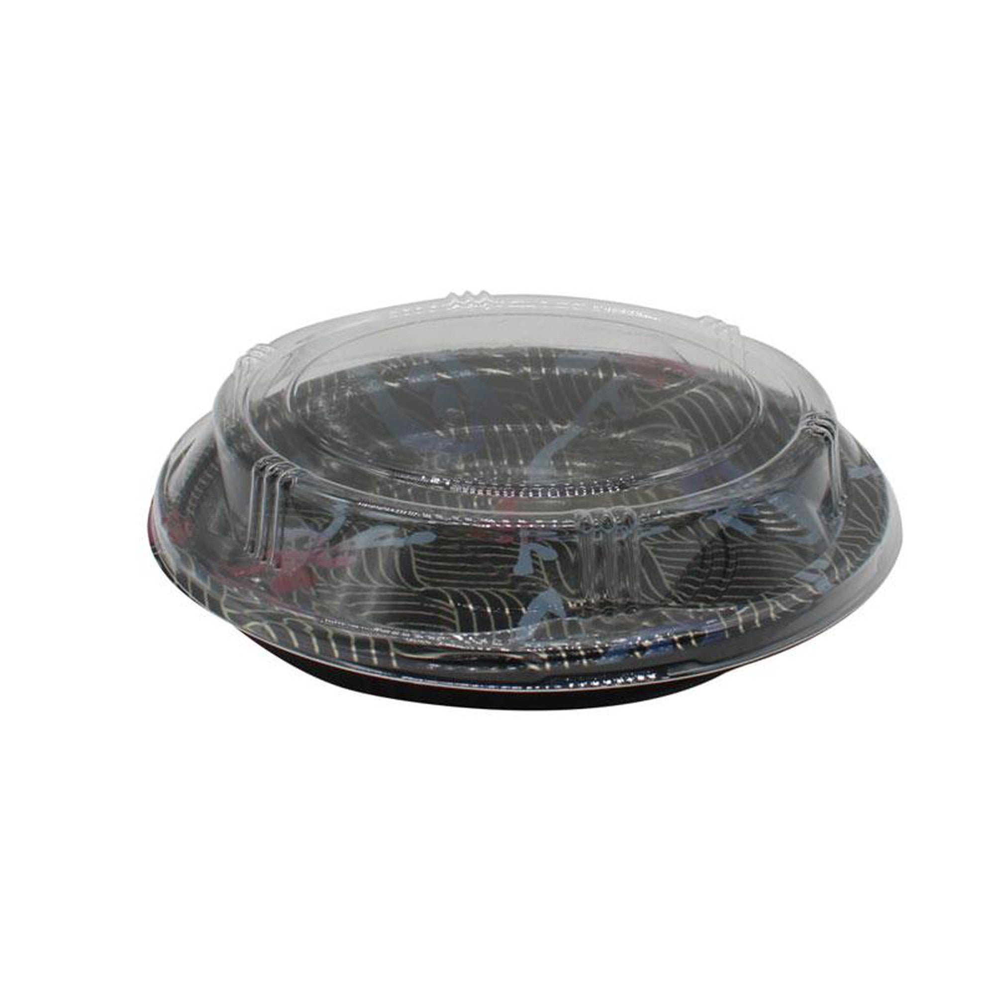 Disposable Serving To Go Snack Platter Tray Black with Lid Round 91106643