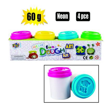 Edu Kids Play Dough Neon 60g Tub 4-Colors Set