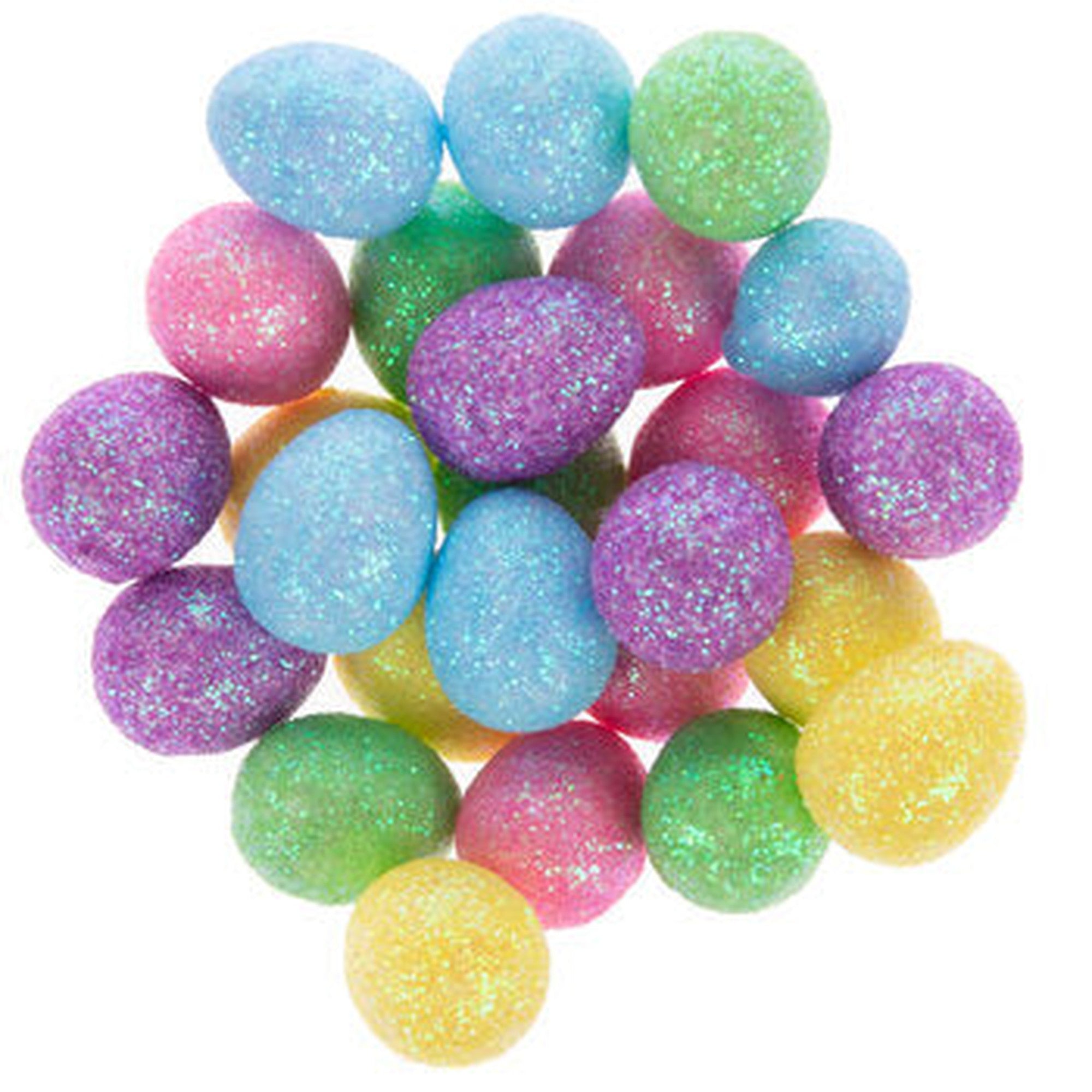 Polystyrene Styrofoam Glitter Eggs 12pc Assorted