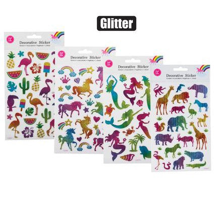Khoki Decorative Foil Stickers with Glitter Unicorn Flamingo 1pack