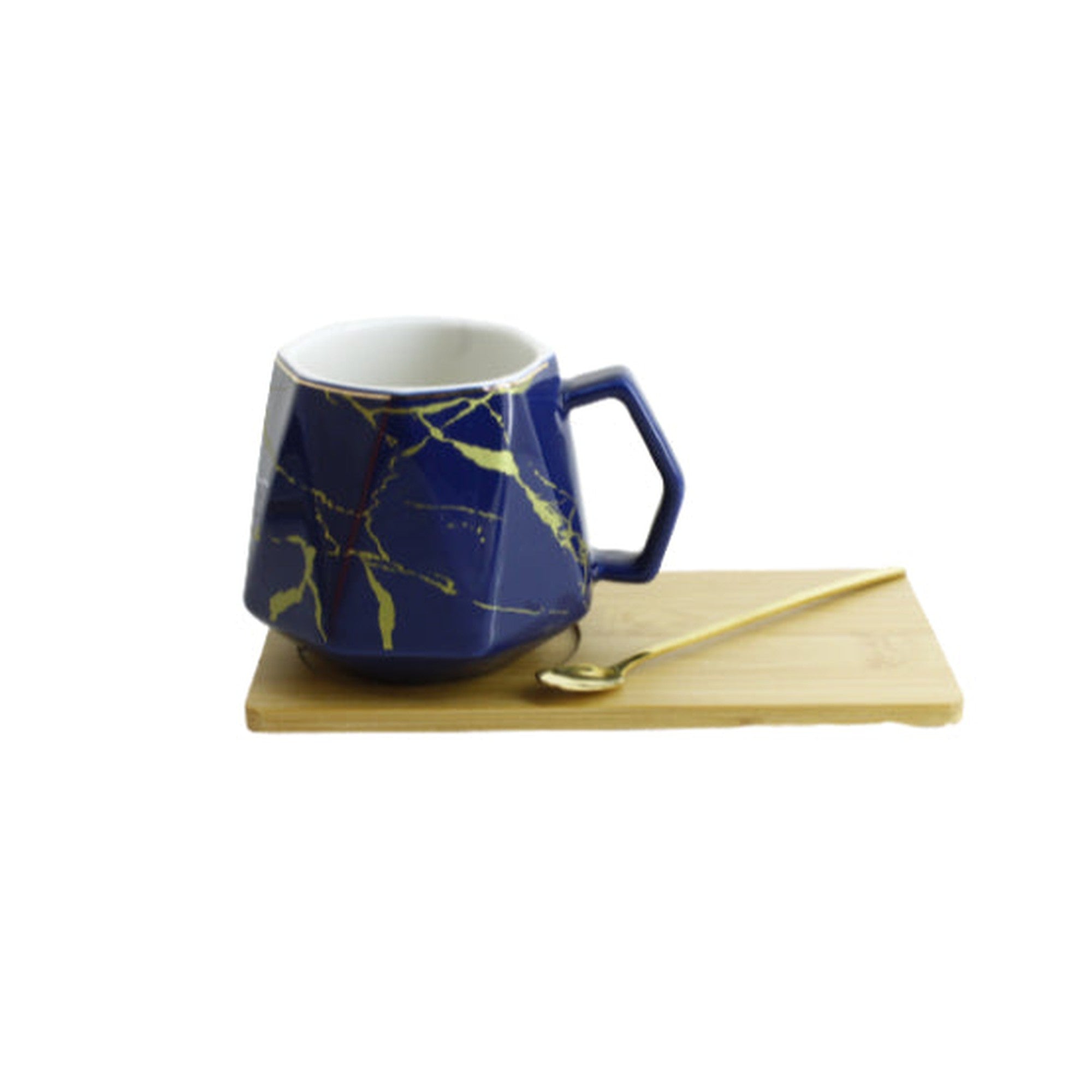 Luxury Ceramic Coffee Cup & Wooden Saucer with Spoon 400cc
