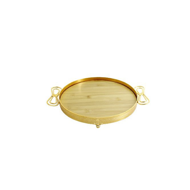 Metal Round Tray with Wooden xtray116