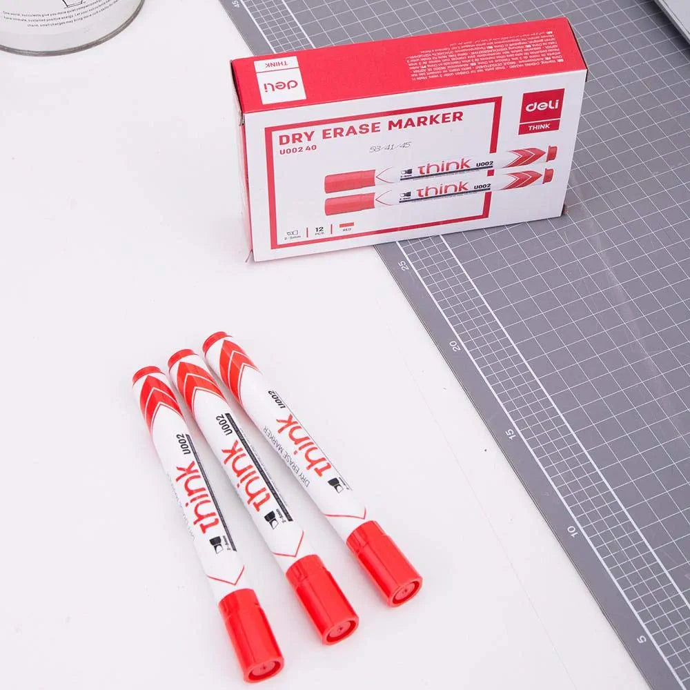 Deli Dry Erase Whiteboard Marker Red Chisel Tip 2.5mm EU00240 1pc