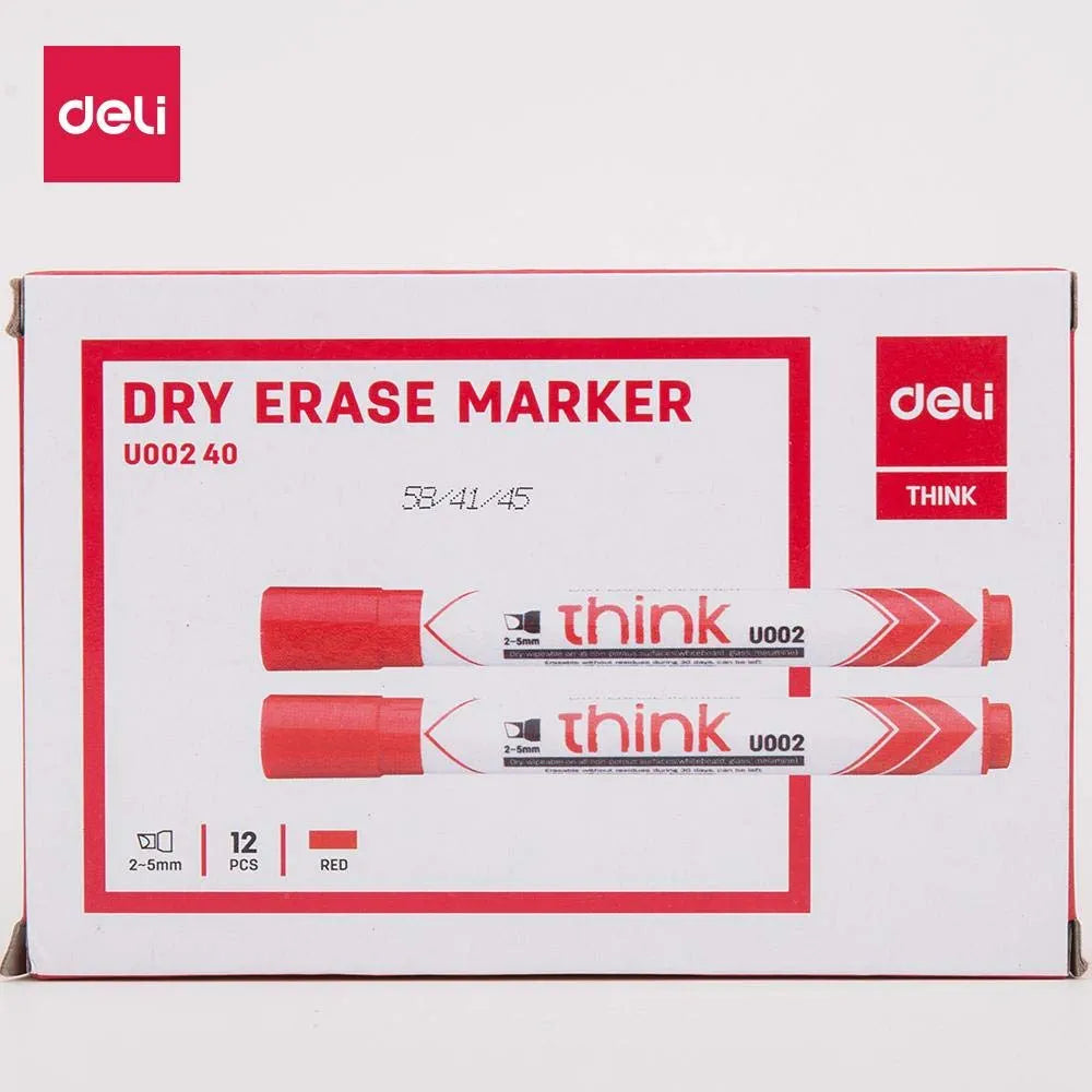 Deli Dry Eraser Whiteboard Marker Red Bullet Tip 2.0mm EU00140 1pc