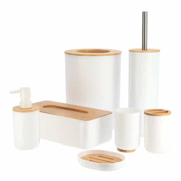 EH Acrylic Soap Dispenser White with Bamboo Lid21018
