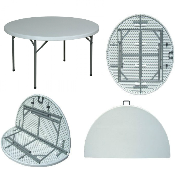 Totally Home 1.8m Round Folding Plastic Table - Trestle Table 10 to 12 Seater 44