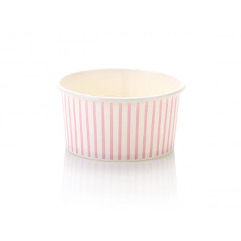 Ice Cream Paper Cups 180ml Baby Pink Stripes Vintage Tubs 10pack