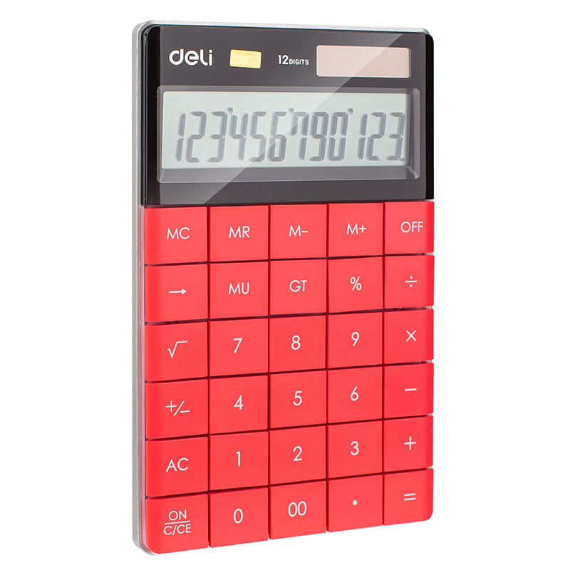Deli Calculator 12-Digit Red