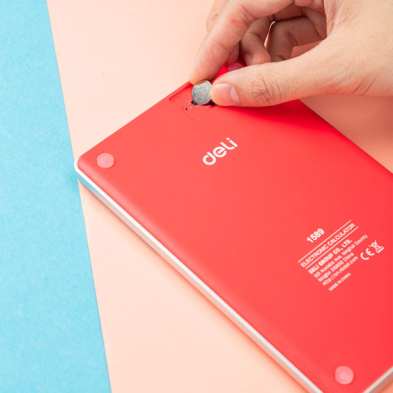 Deli Calculator 12-Digit Red