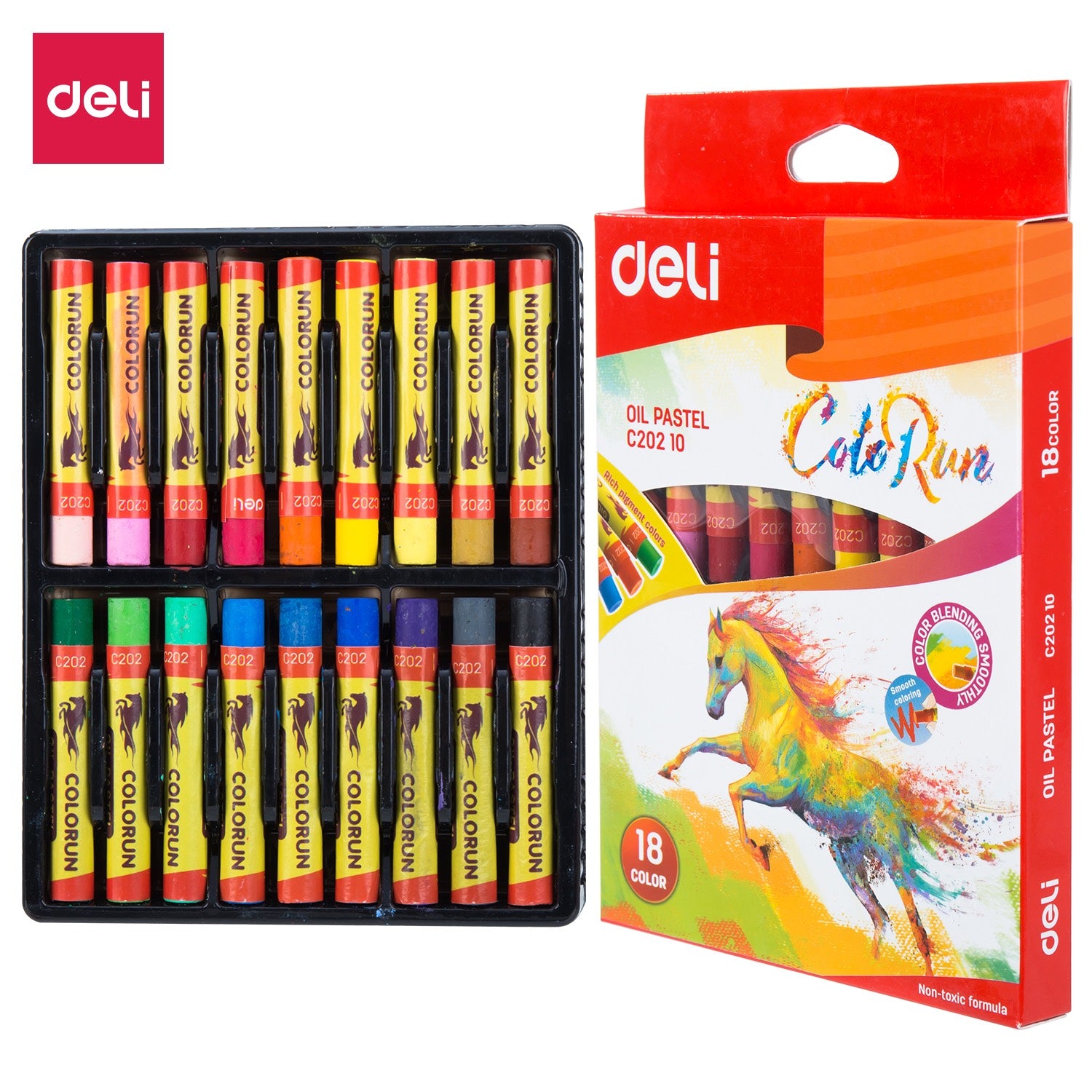 Deli ColoRun Oil Pastel Crayons 18-Colors Assorted