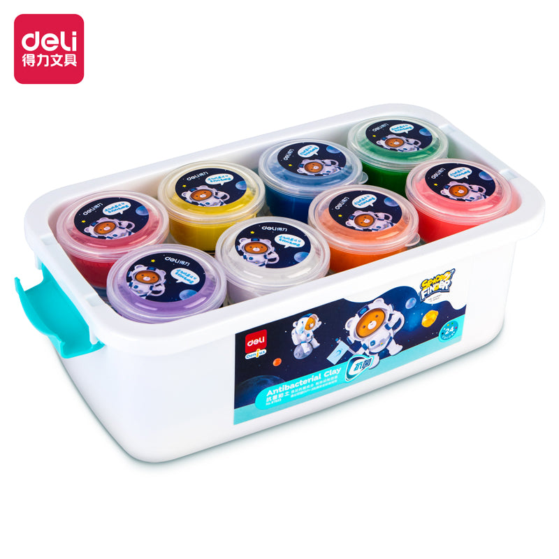 Deli Kids Modeling Clay 24-Color Tubs in Storage Box