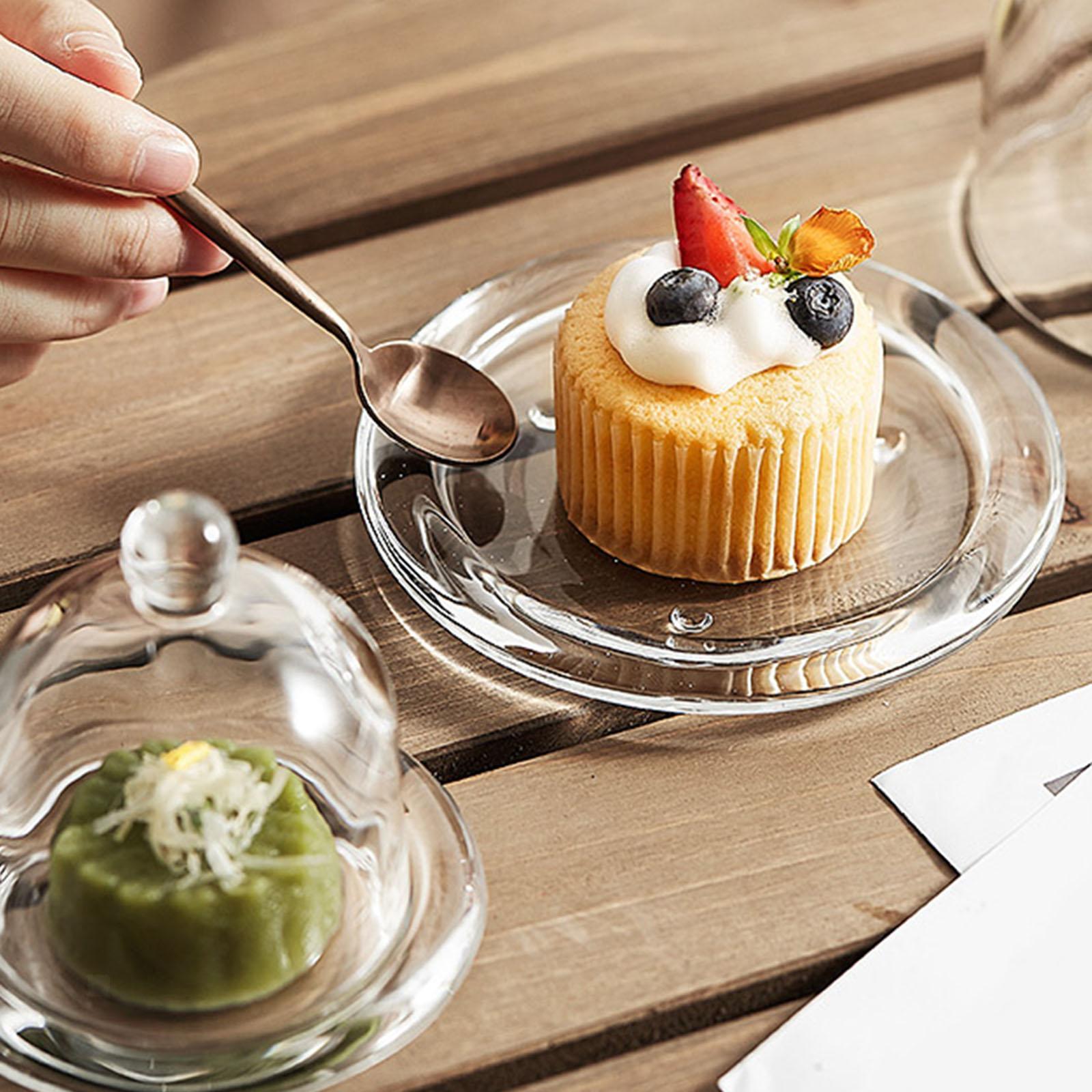 Patisserie Cupcake Mini Glass Cake Dome 12.5x11.cm with Serving Base Tray 34562