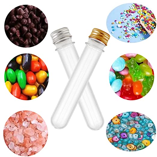 Plastic PET Test Tube 10cm - Vials Container Bottle Tube Shape with Lid