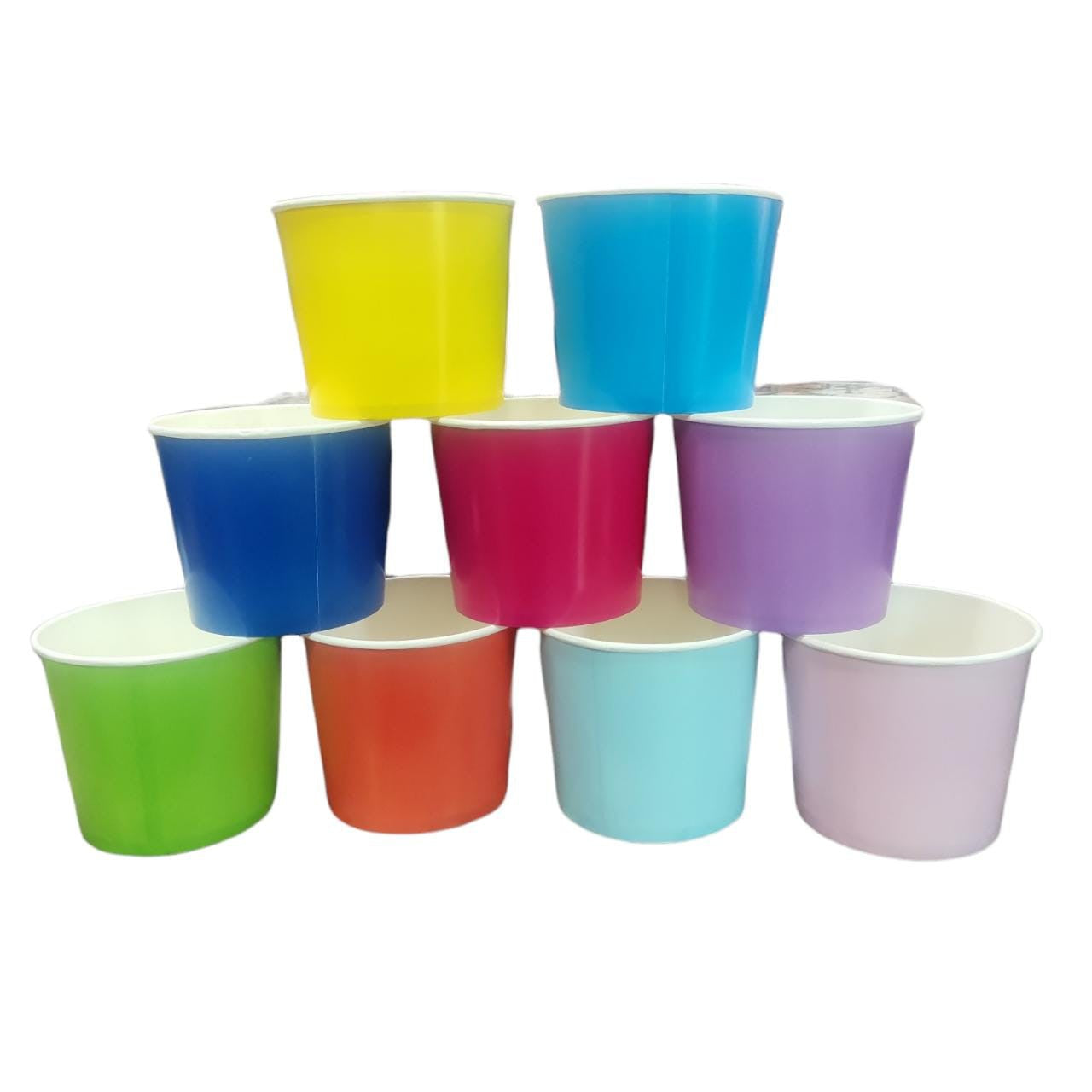 Paper Popcorn Bucket 13x16cm Round Plain Colour