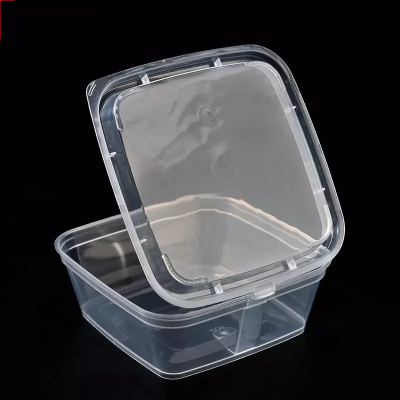 Disposable Sauce Tub Square 65ML with Hinged tight Lid Big 25pack