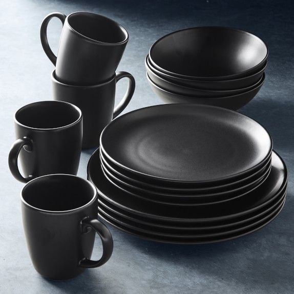 Aqua Dinner Set Matte Black 16pc 34505