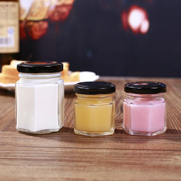 Regent Glass Jar 730ml Hexagonal with Black Lid