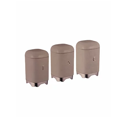 Retro Vintage Bread Bin Coffee Sugar Tea Tin Set Grey Rose Gold