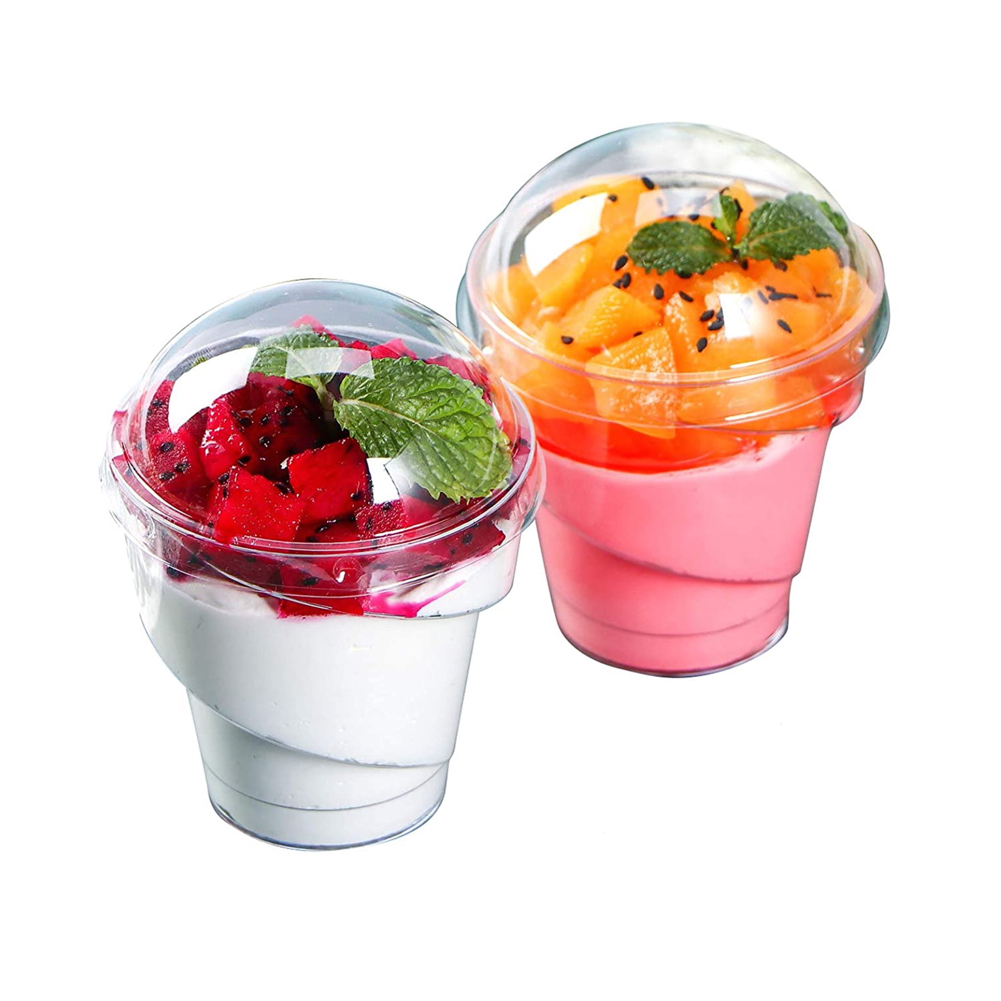 Acrylic Mini Dessert Cups 150ml with Lid 25pack