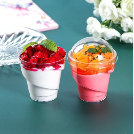Acrylic Mini Dessert Cups 150ml with Lid 25pack