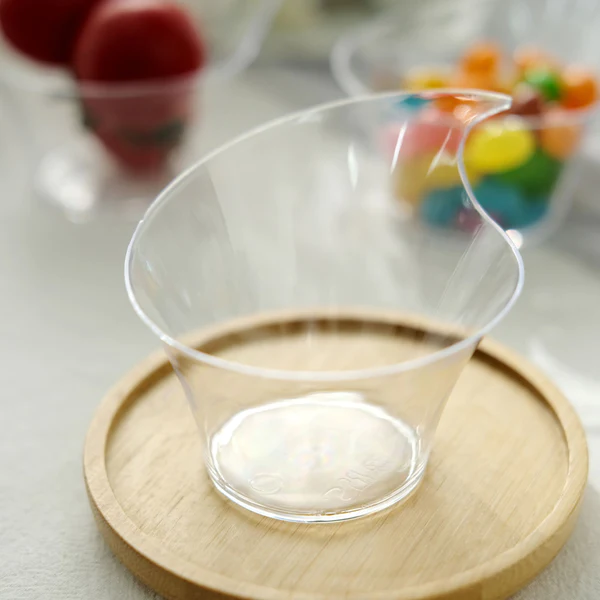 Acrylic Plastic Twisted Triangle Mini Dessert Cup Disposable 20pack