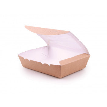 Kraft Paper Food Lunch Box Large Inner White with Window Lid 5pack