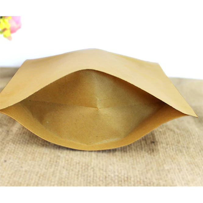 Kraft Pouch Bags Zip Lock Resealable No-Window 12pack