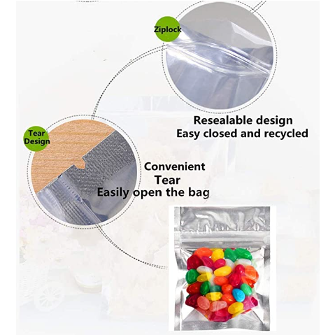 Vacuum Metalized Bags Silver 7.7cmx10cm Resealable Bags 20pack