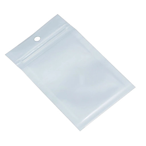 Clear-White Zip Lock Pouch Resealable Stand-up Bags with Hang Hole 10.5x15cm 200g 25pack
