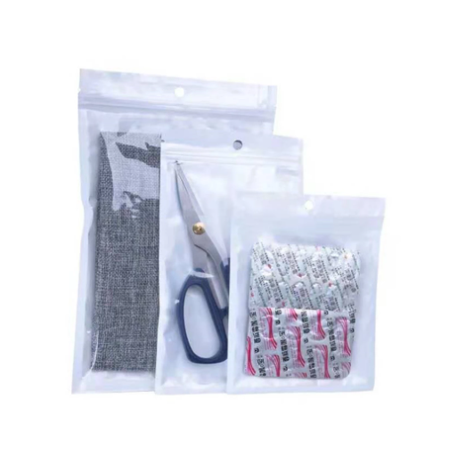 Clear-White Zip Lock Pouch Resealable Stand-up Bags with Hang Hole 10.5x15cm 200g 25pack