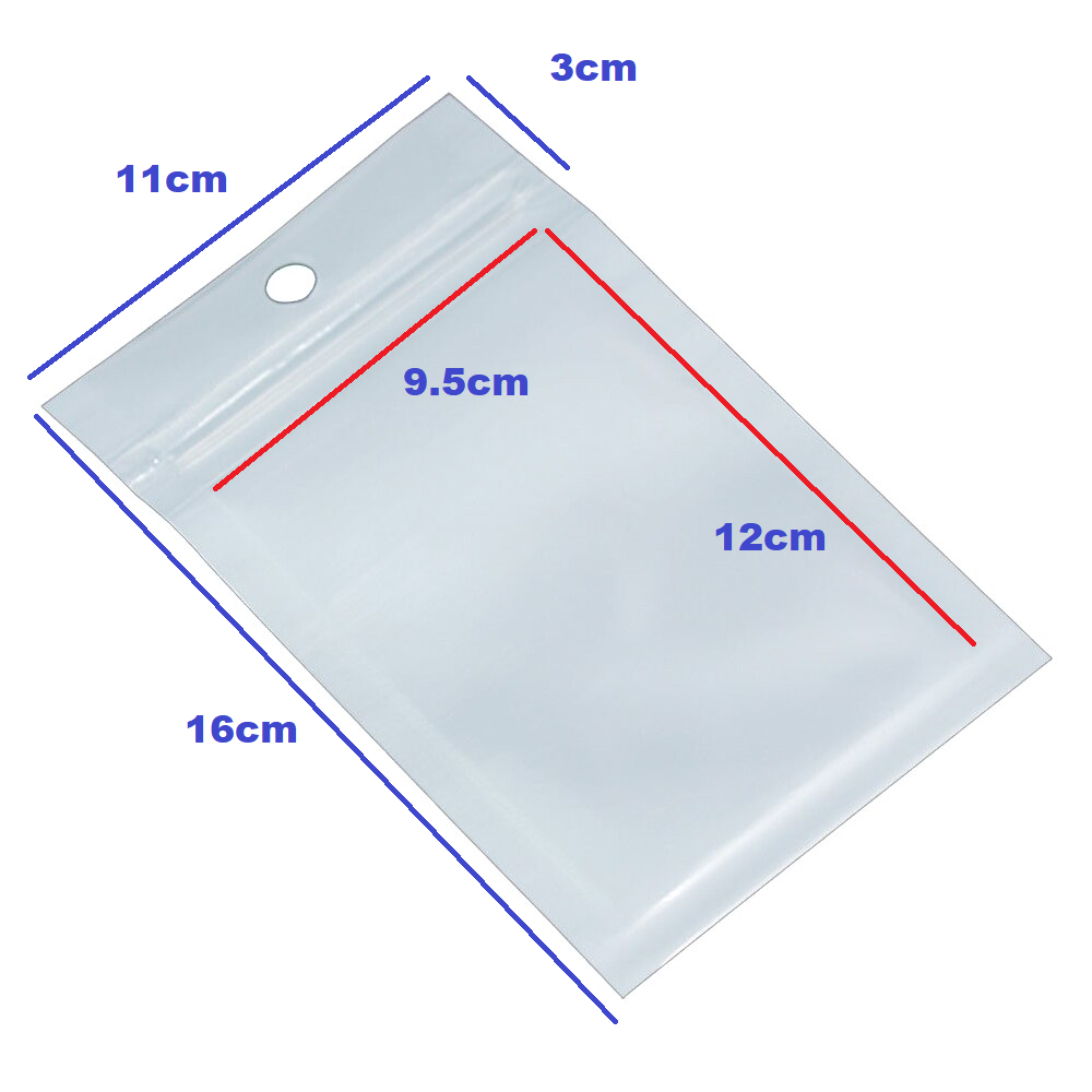 Clear-White Zip Lock Pouch Resealable Stand-up Bags with Hang Hole 10.5x15cm 200g 25pack