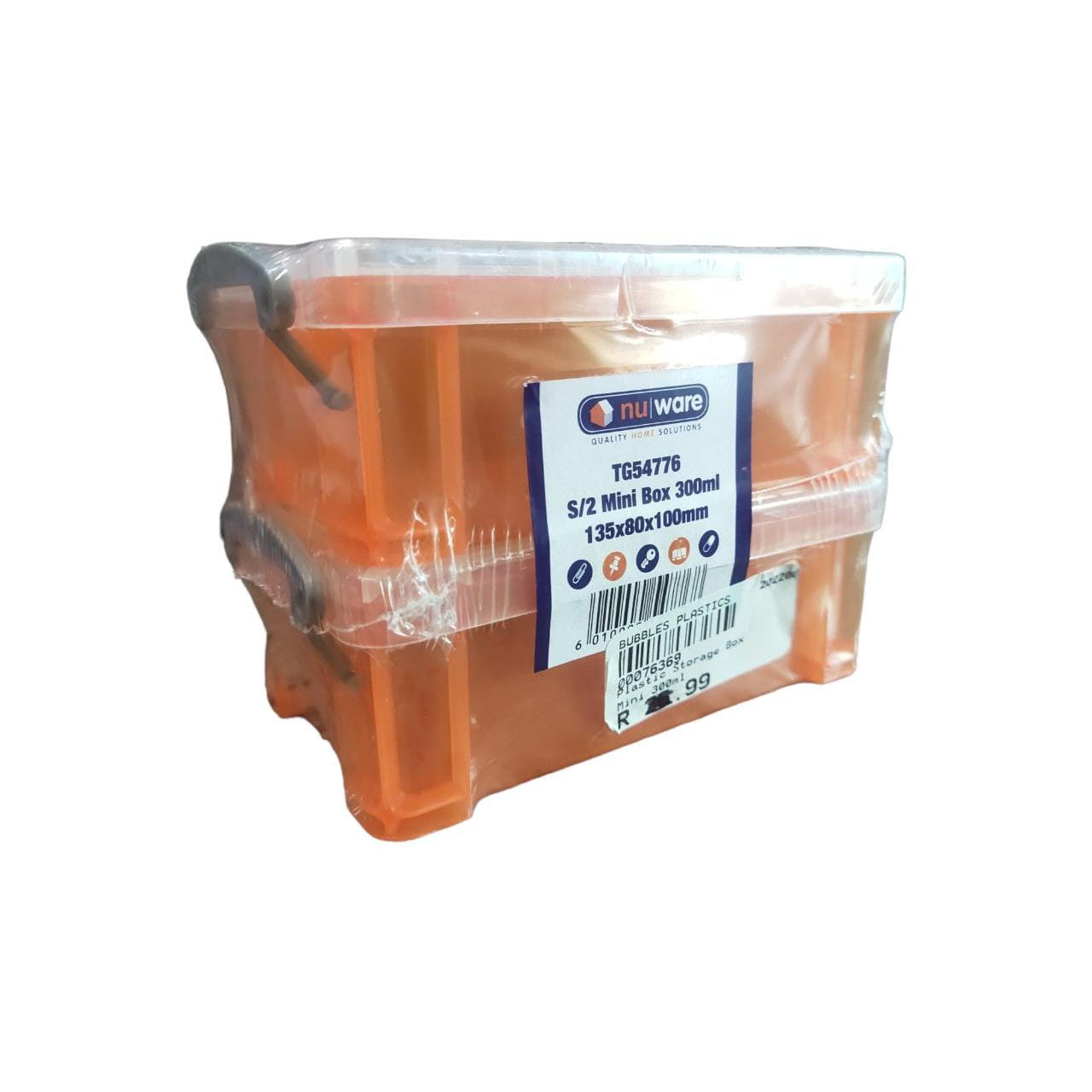 Nu Ware Mini Plastic Storage Box 300ml 135x80x100mm S/2