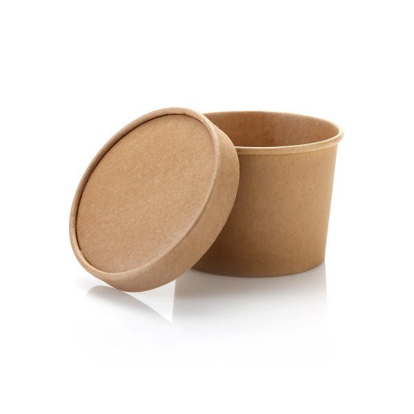 Kraft Paper Ice Cream Cups 350ml Vintage Tubs with Lid 10pack