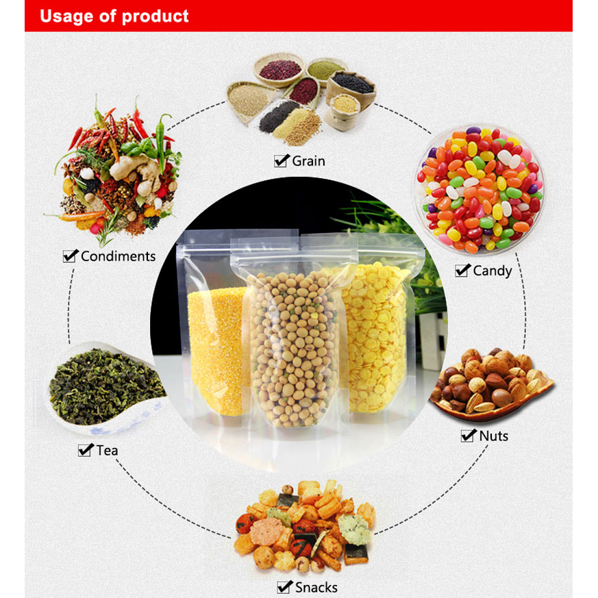 Clear Zip Lock Pouch Resealable Stand-up Bags 10x15+3cm 100g 10pack