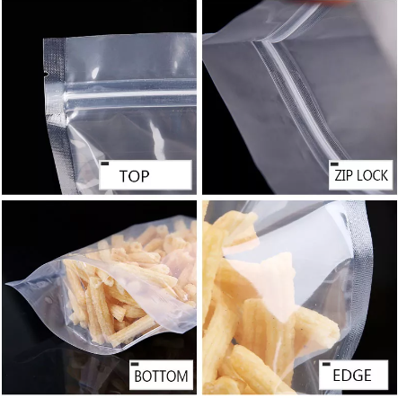 Clear Zip Lock Pouch Resealable Stand-up Bags 10x15+3cm 100g 10pack