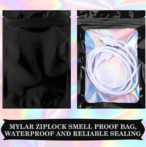 Holographic Resealable Bags 7x10cm Clear Window with Euro Punch Loop Hanging Hole 10pack