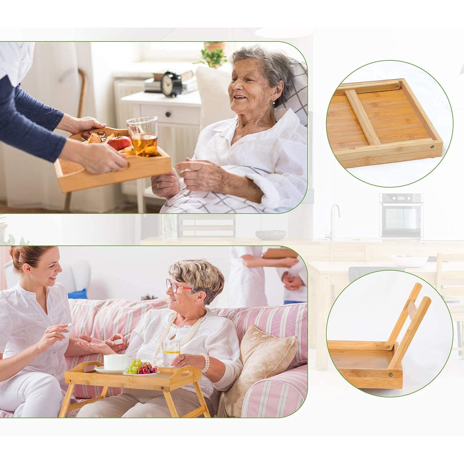 Wooden Bed Breakfast Stand Tray Table Edu Desk