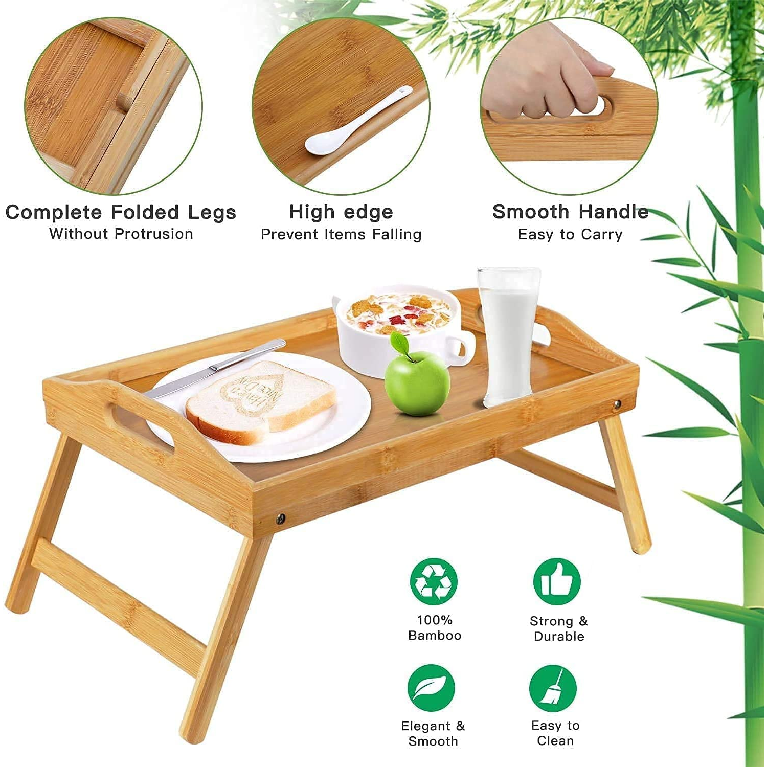 Wooden Bed Breakfast Stand Tray Table Edu Desk