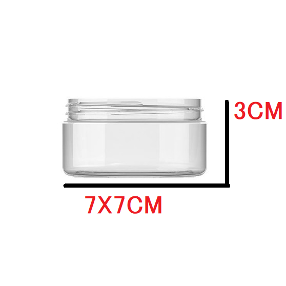 50ml PET Plastic Cosmetic Jar Low Profile with Lid Crystal Clear