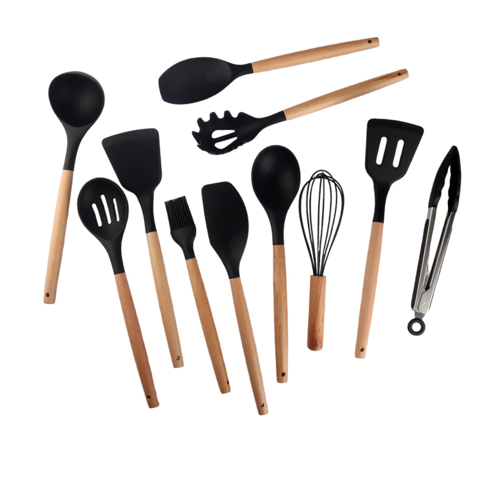 Kitchen Utensil 12Pcs Set Silicon with Holder Black KG1475|BLACK